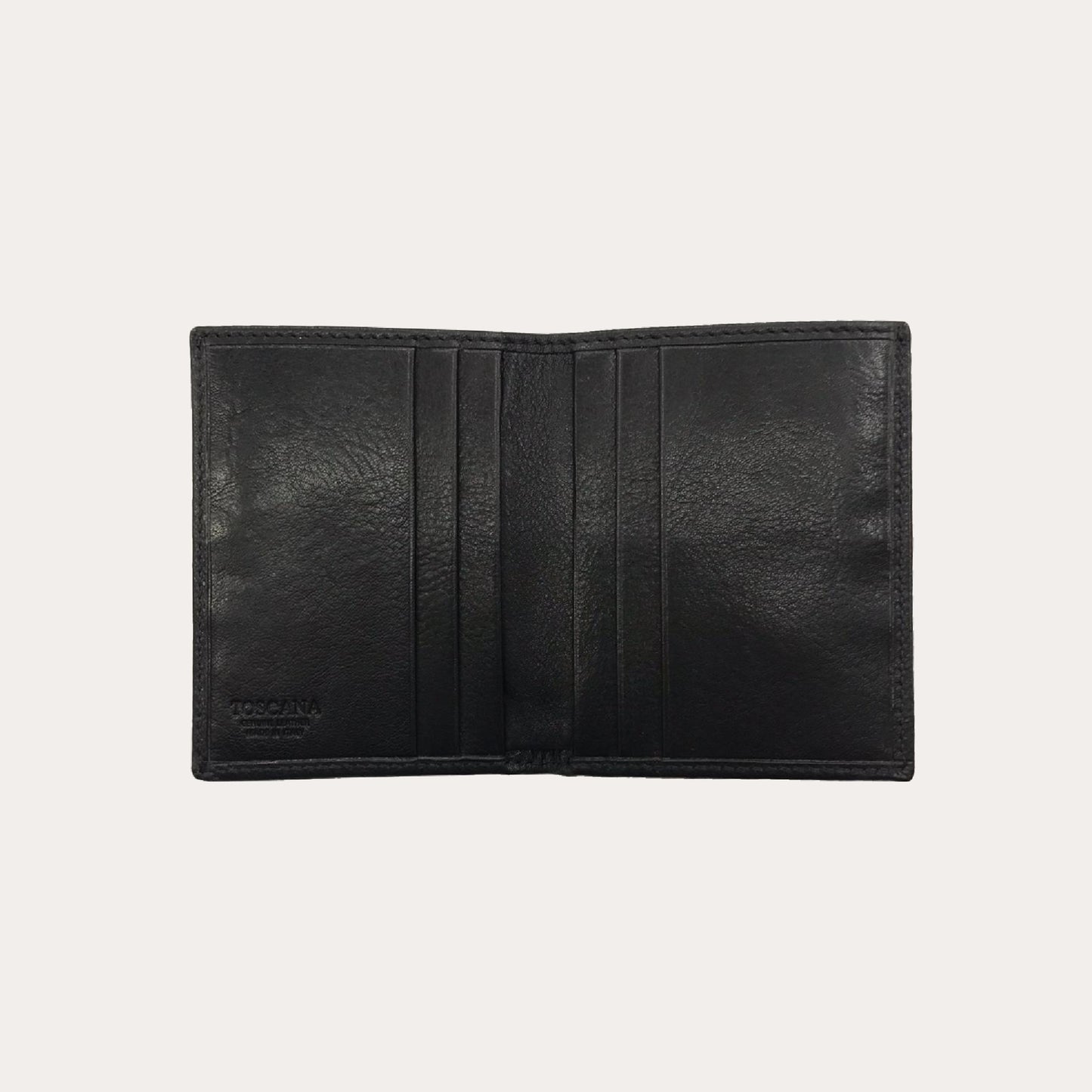Black Vacchetta Leather Wallet-6 Credit Card Sections