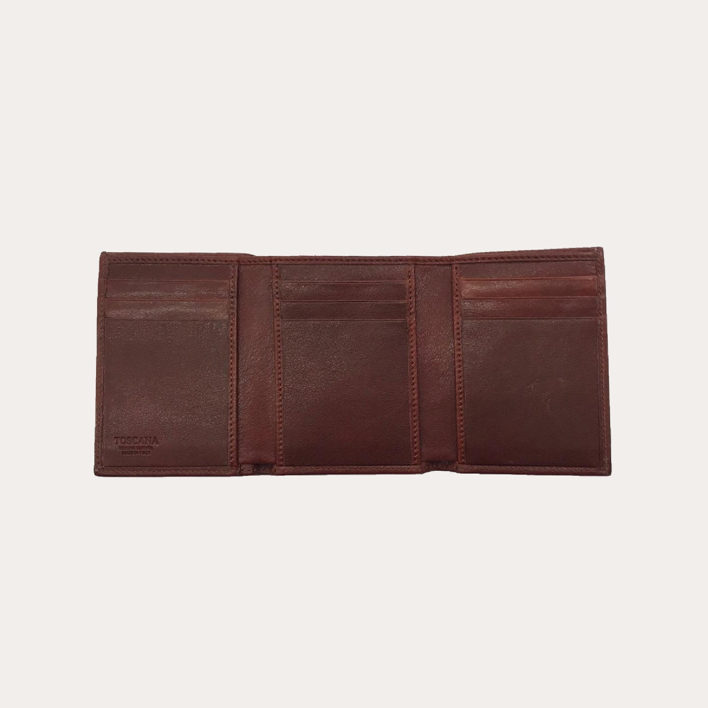 Maroon Trifold Vacchetta Leather Wallet-9 Credit Card Sections