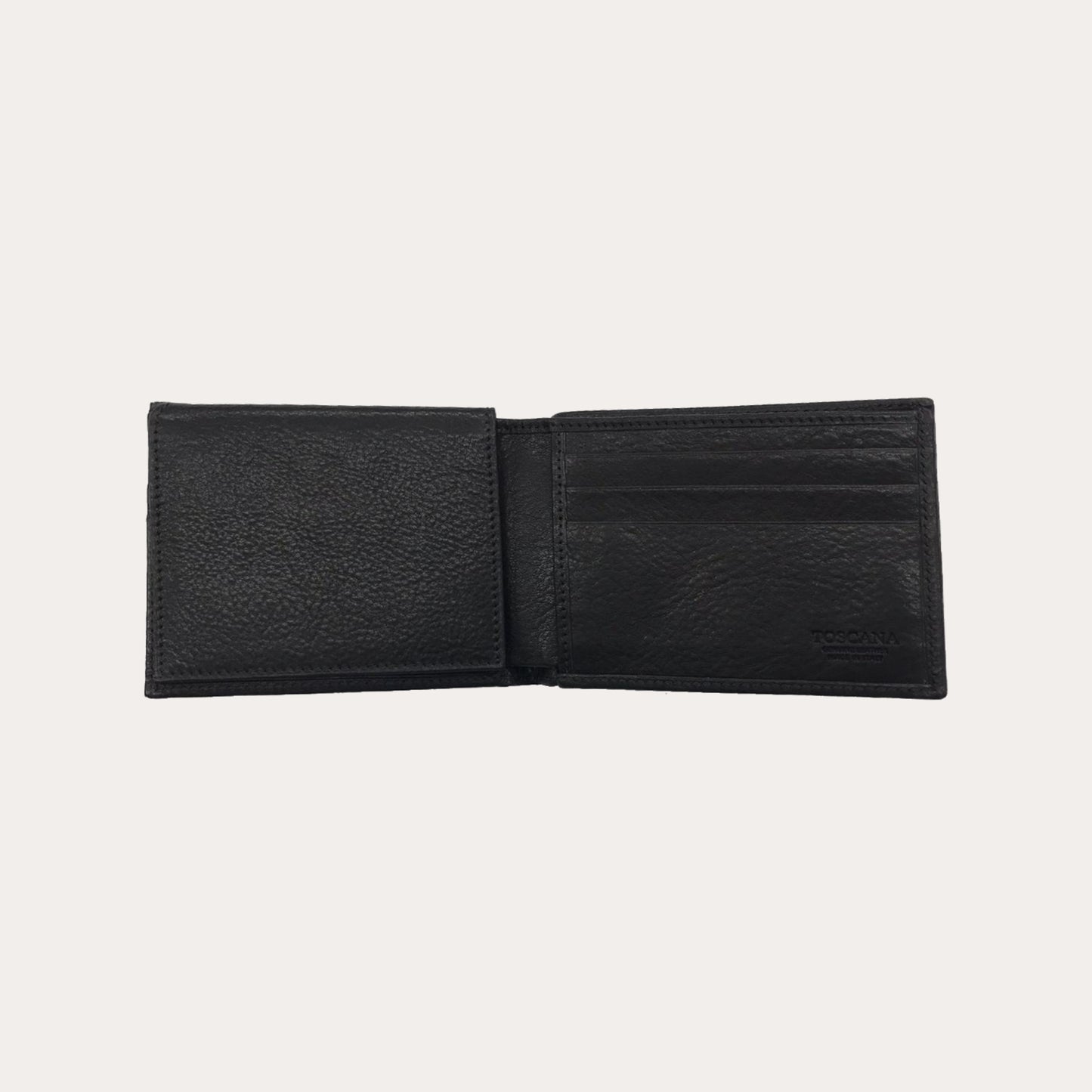 Black Vacchetta Leather Wallet-6 Credit Card Sections