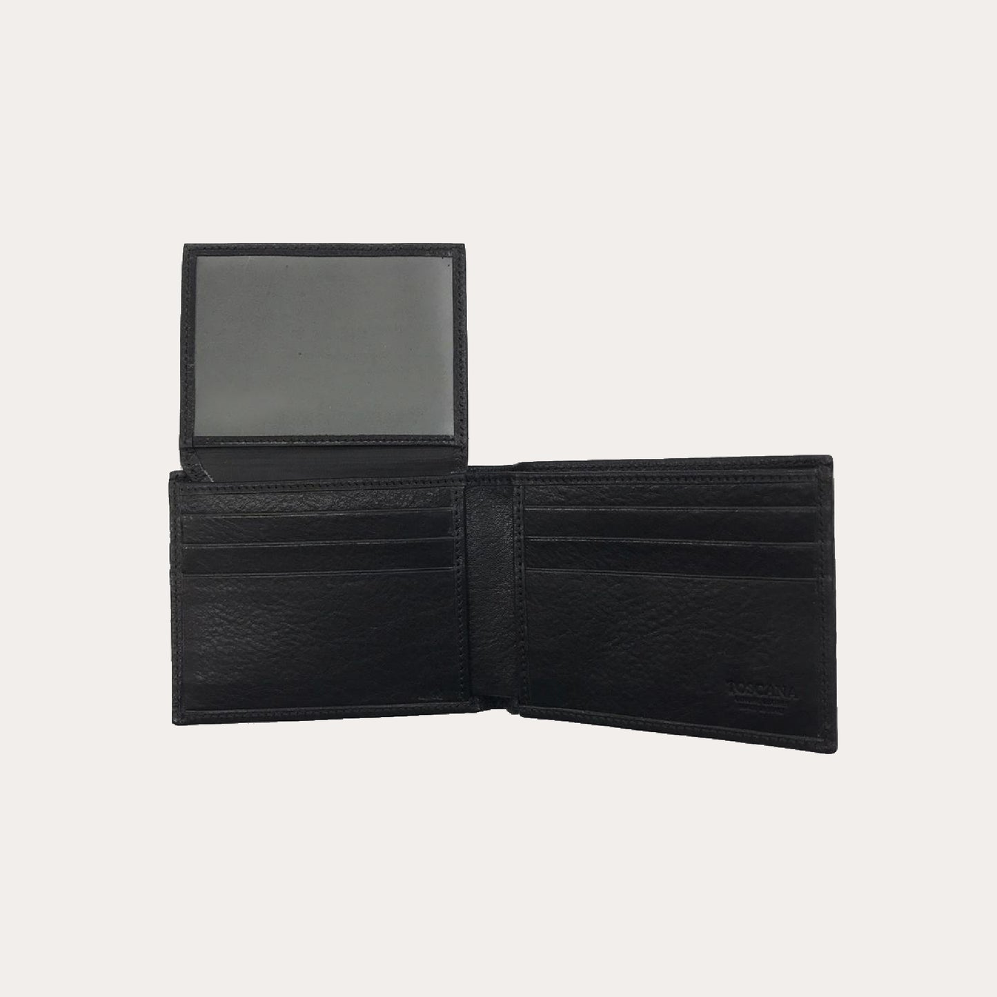 Black Vacchetta Leather Wallet-6 Credit Card Sections