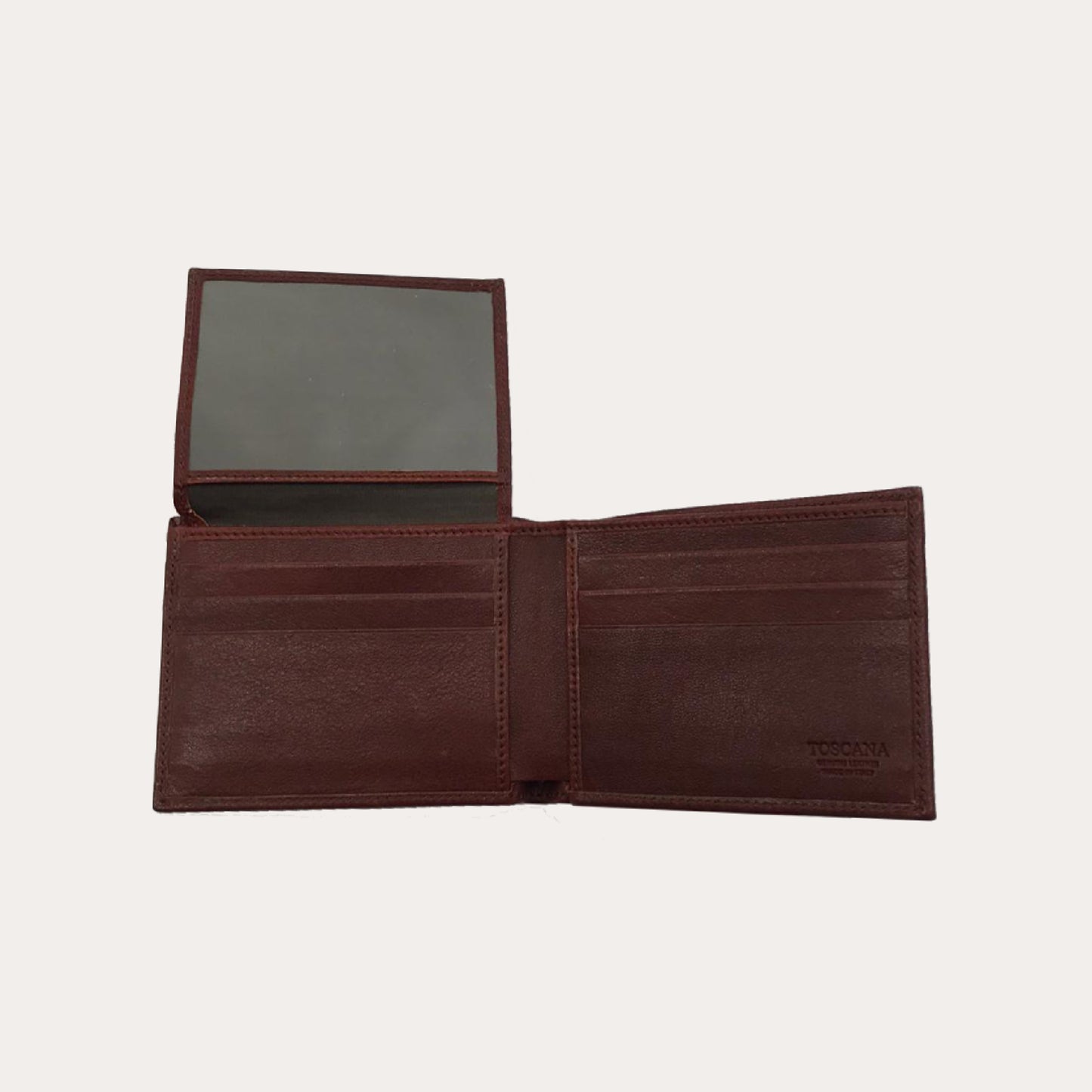 Maroon Vacchetta Leather Wallet-6 Credit Card Sections