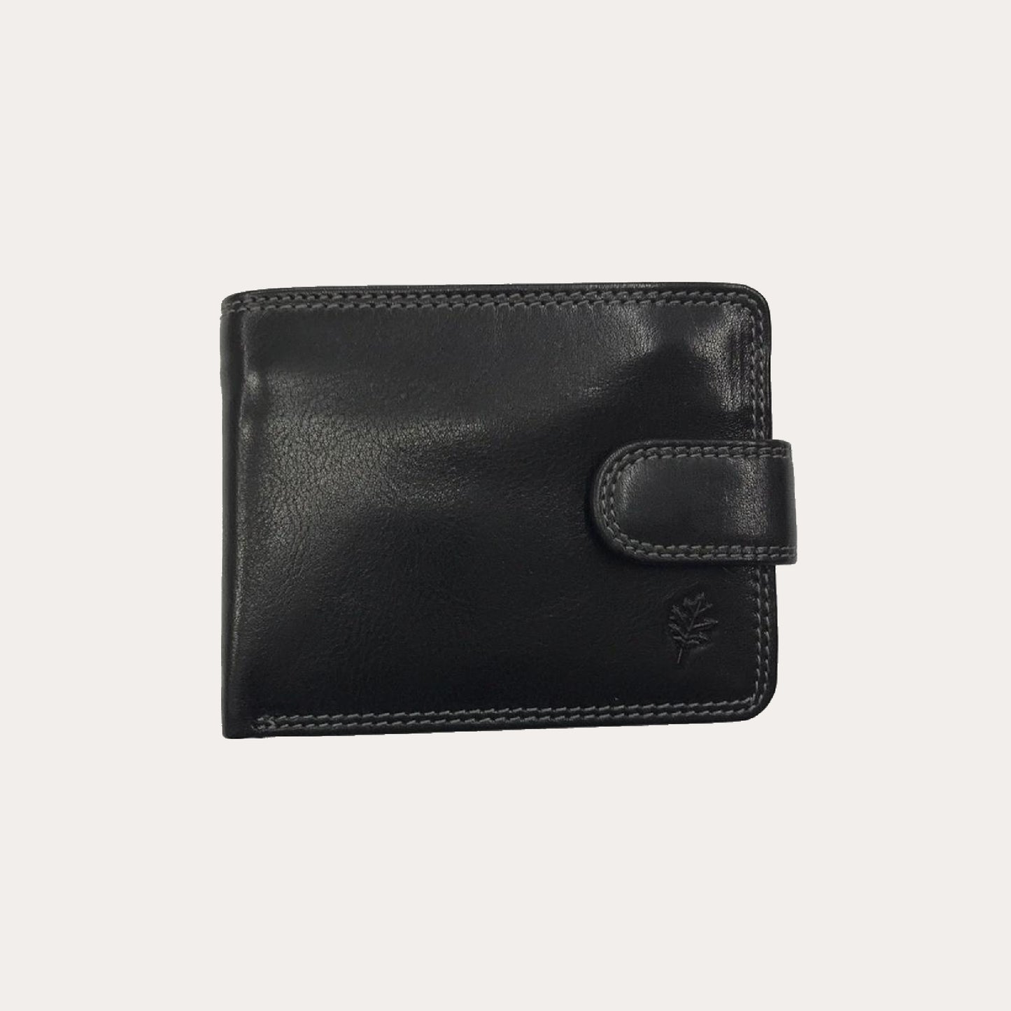 Black Leather Wallet-7 Credit Card/Coin Section