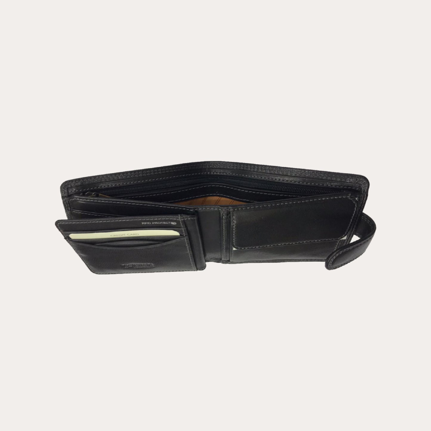 Black Leather Wallet-7 Credit Card/Coin Section