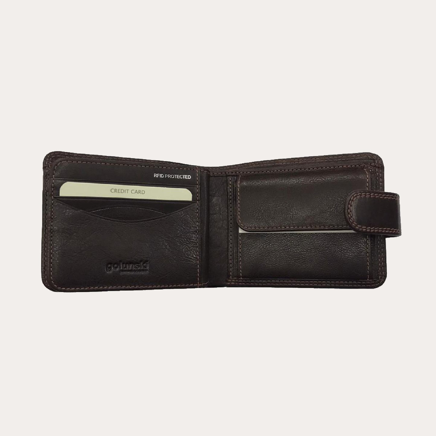 Brown Leather Wallet-7 Credit Card/Coin Section