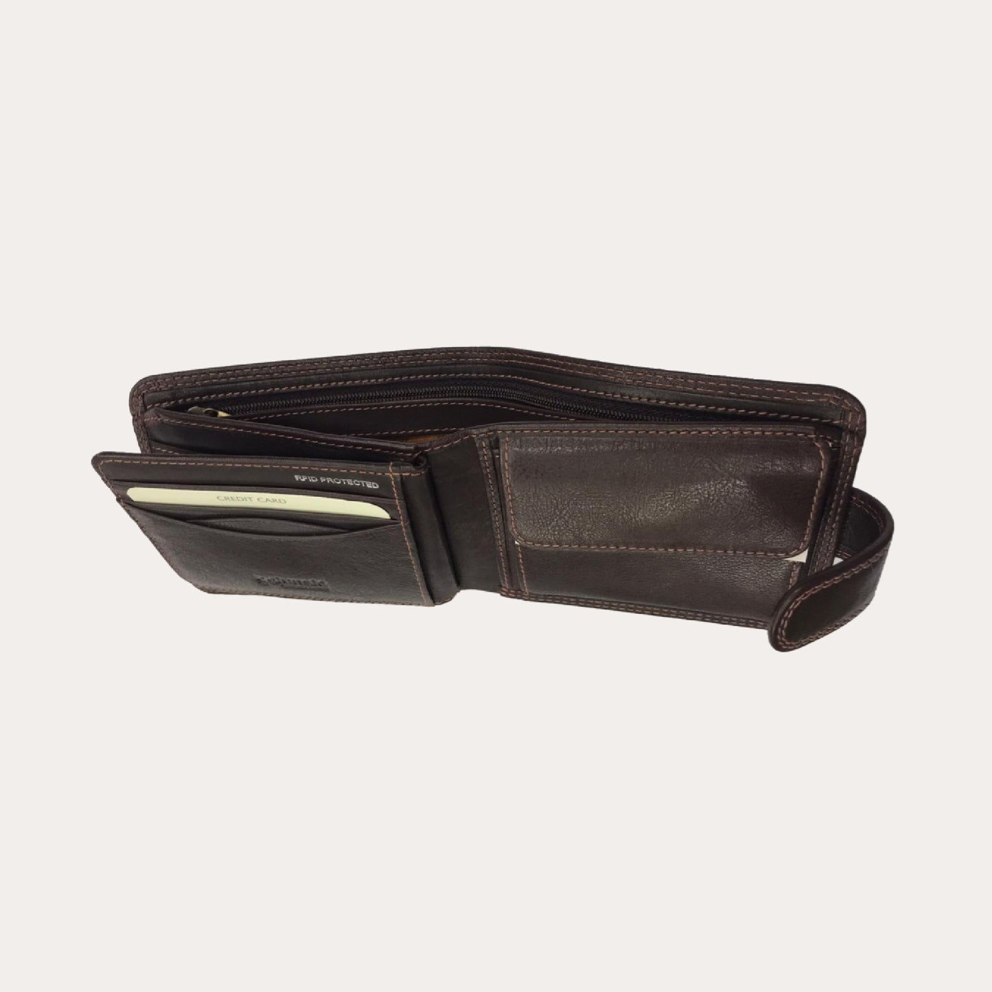 Brown Leather Wallet-7 Credit Card/Coin Section