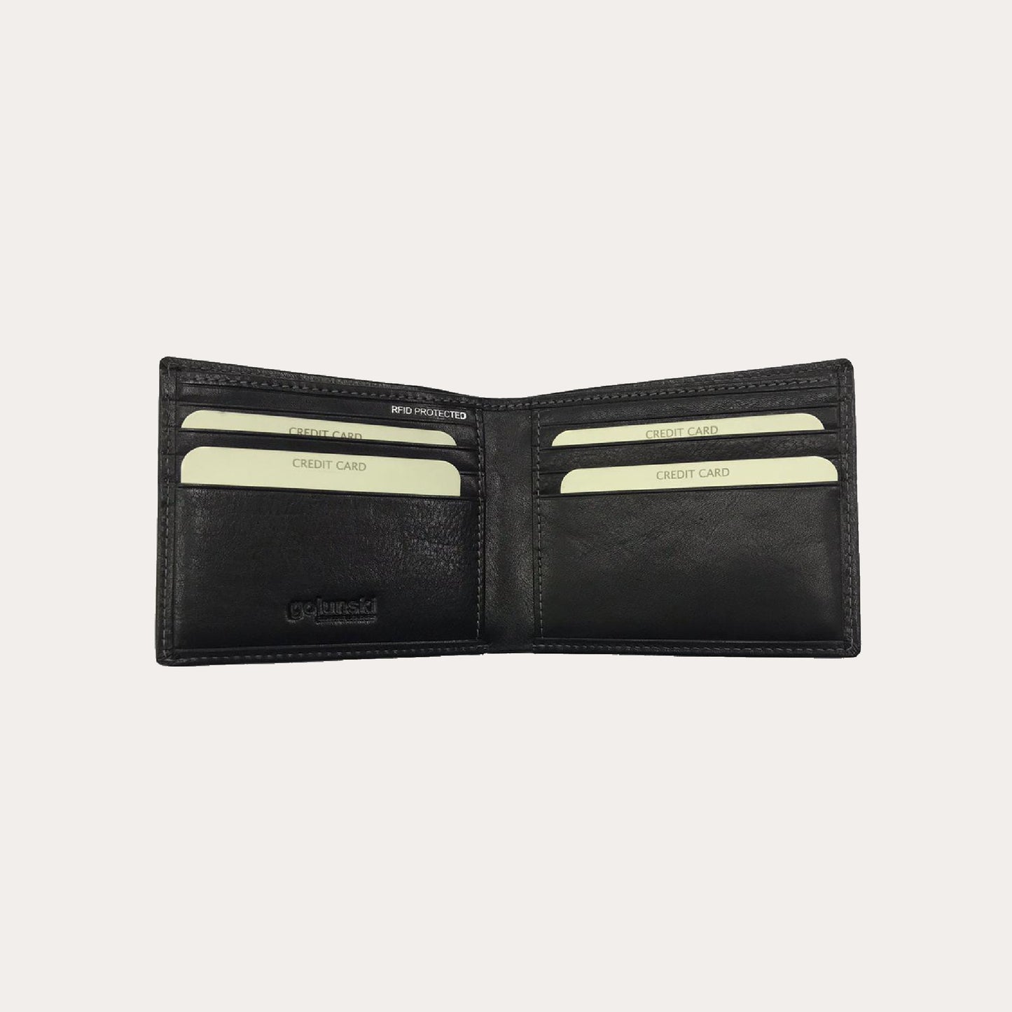 Black Leather Wallet-8 Credit Card Sections