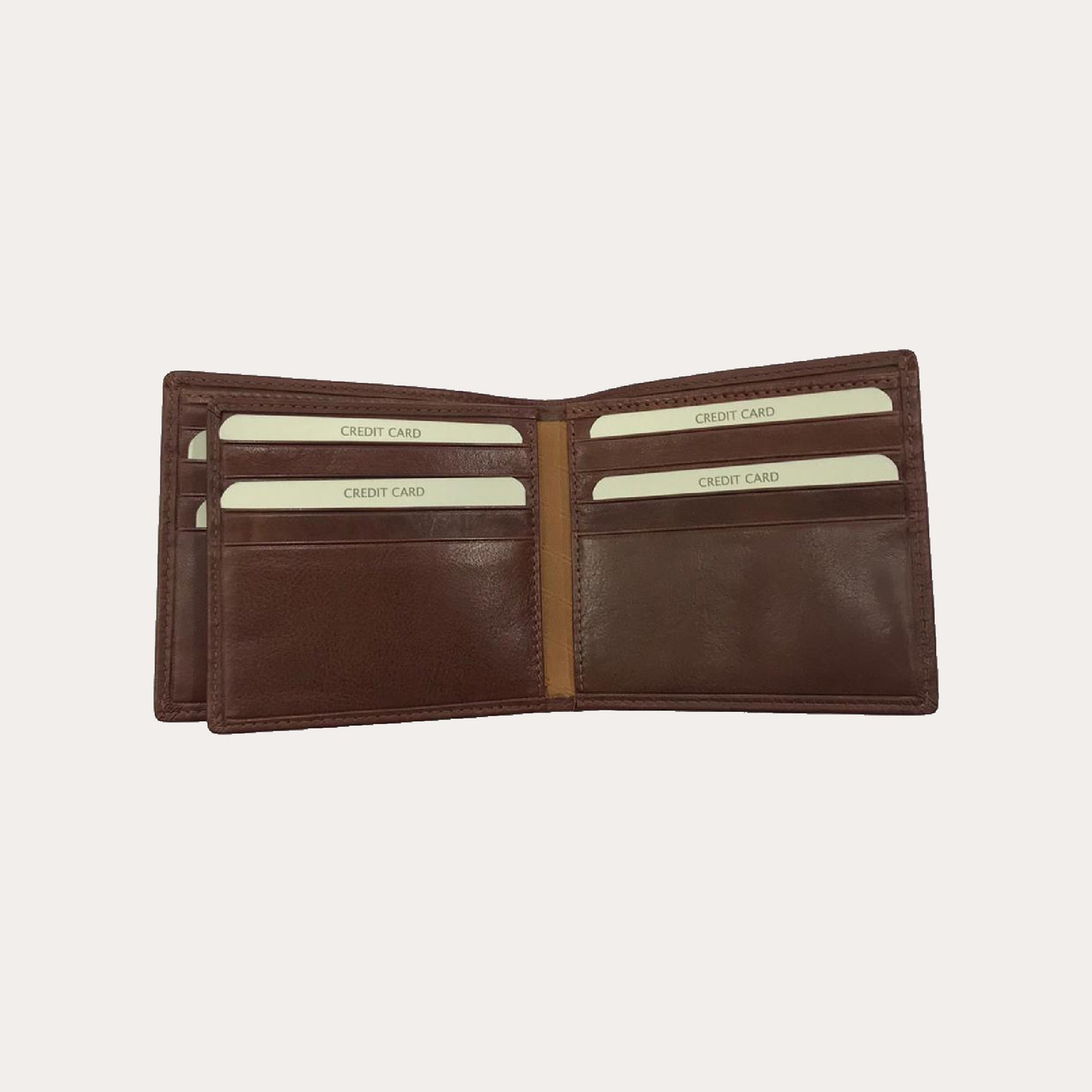 Tan Leather Wallet-12 Credit Card Sections