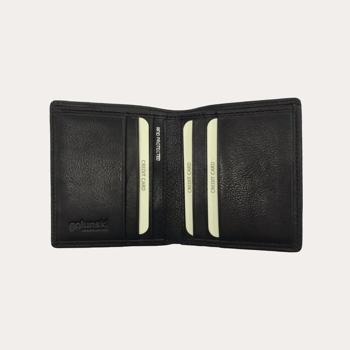Black Leather Wallet-8 Credit Card Sections