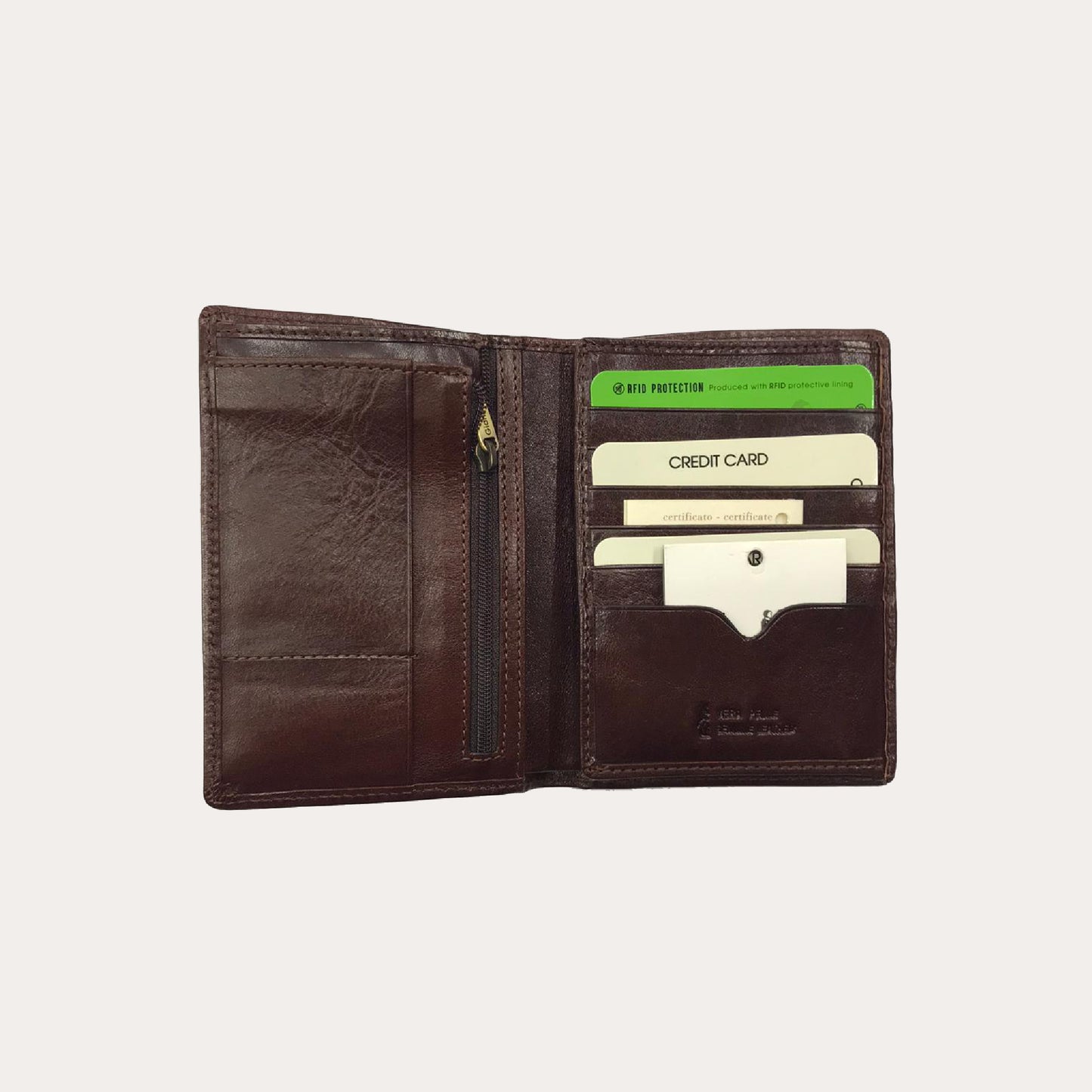 Gianni Conti Brown Leather Wallet-6 Credit Card Sections
