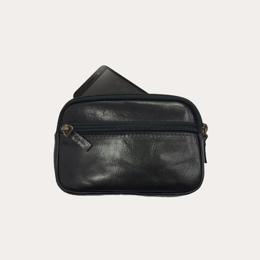 Black Leather Belt Pouch