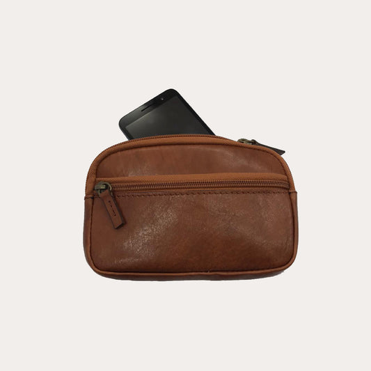 Tan Leather Belt Pouch