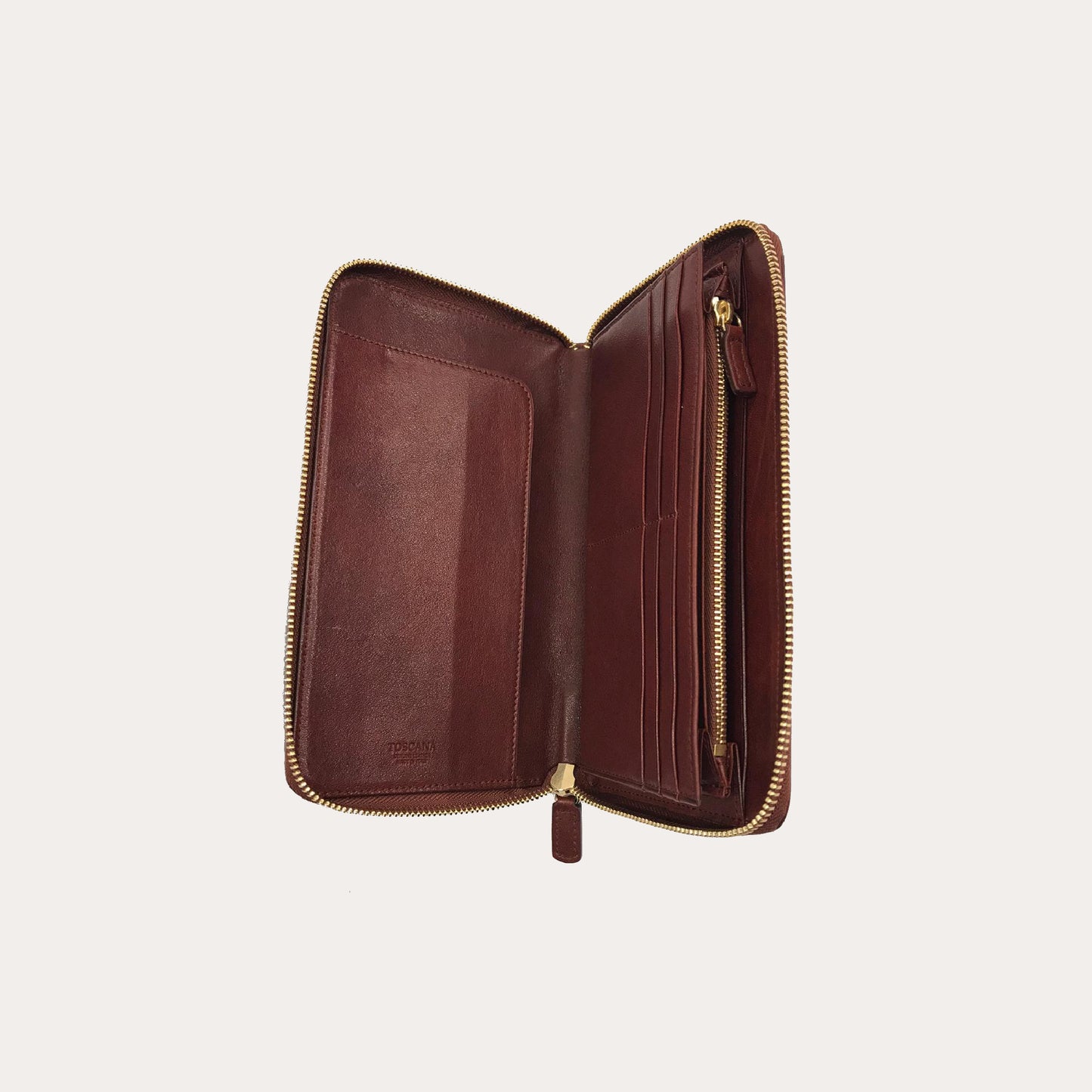 Maroon Vacchetta Leather Travel Wallet