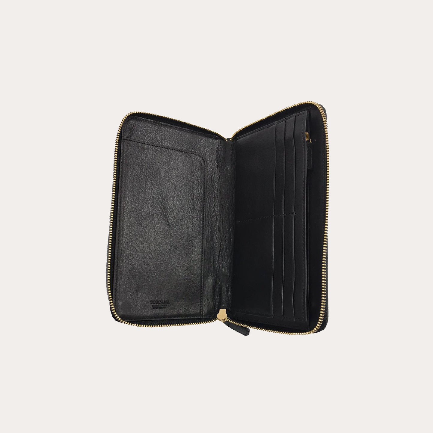 Black Vacchetta Leather Travel Wallet