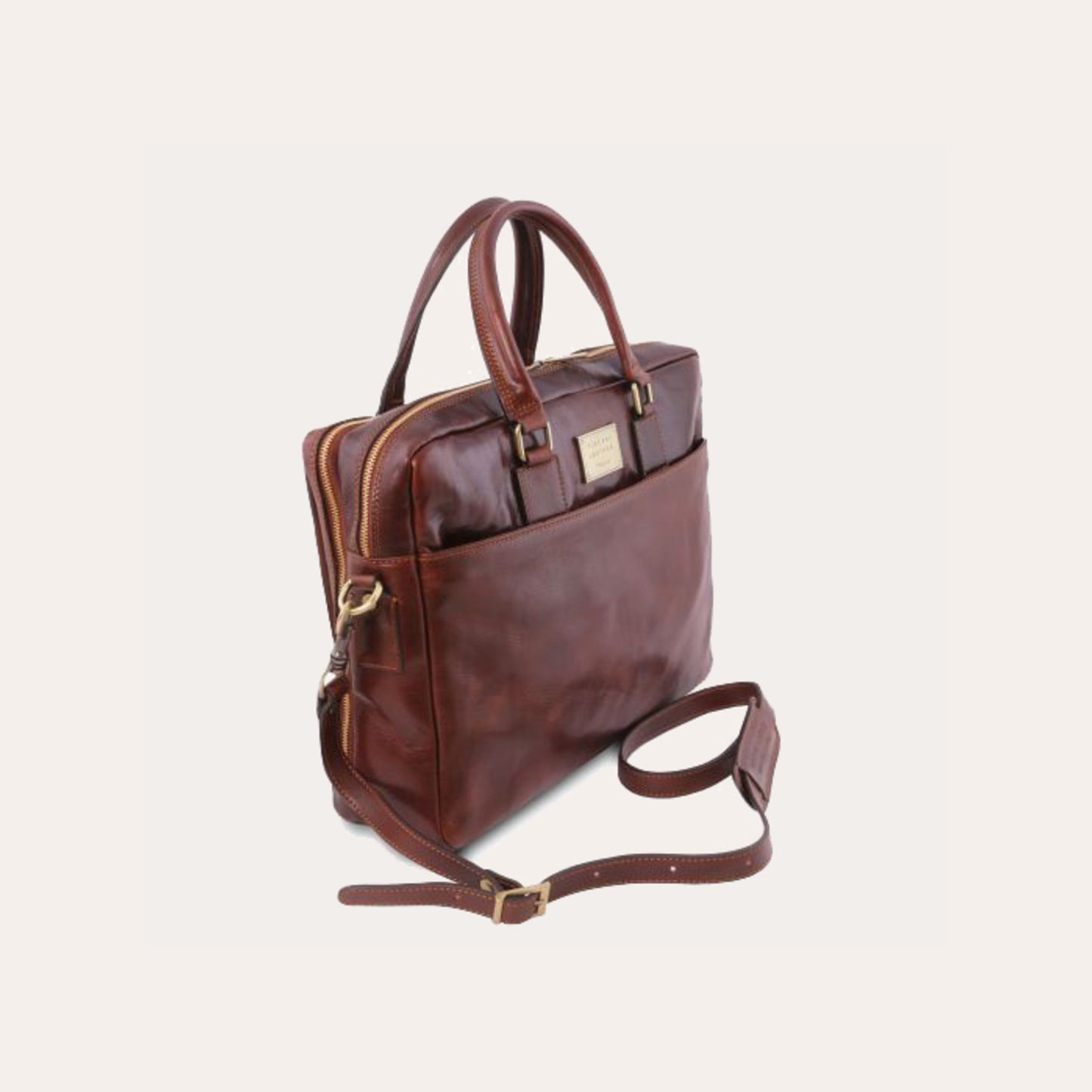 Tuscany Leather Black Leather Laptop Briefcase