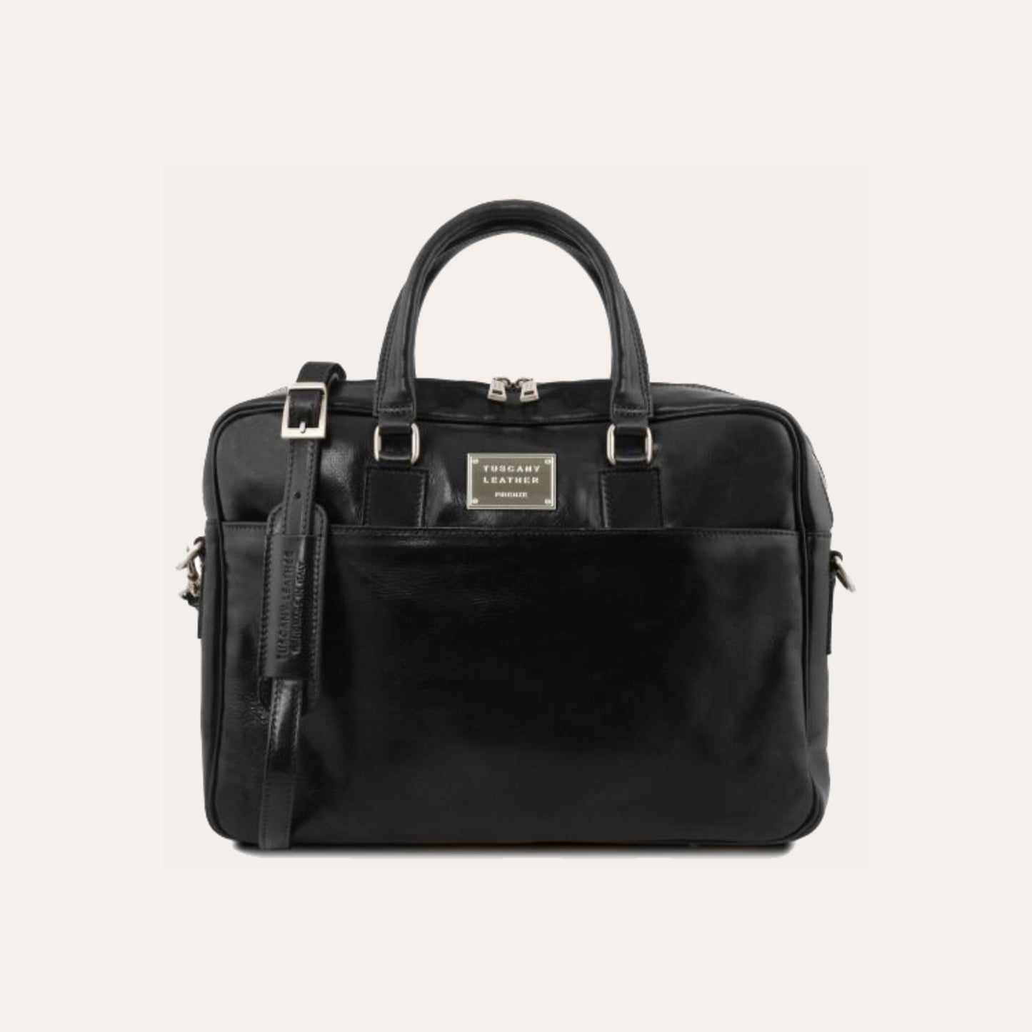 Tuscany Leather Black Leather Laptop Briefcase