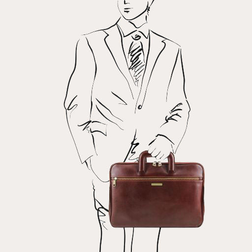 Tuscany Leather Black Document Leather Briefcase