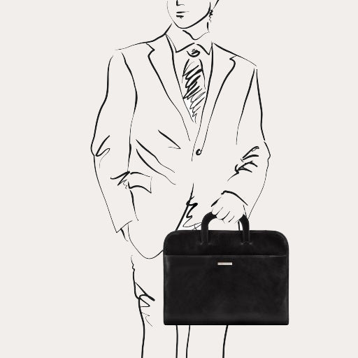 Tuscany Leather Black Leather Document Briefcase