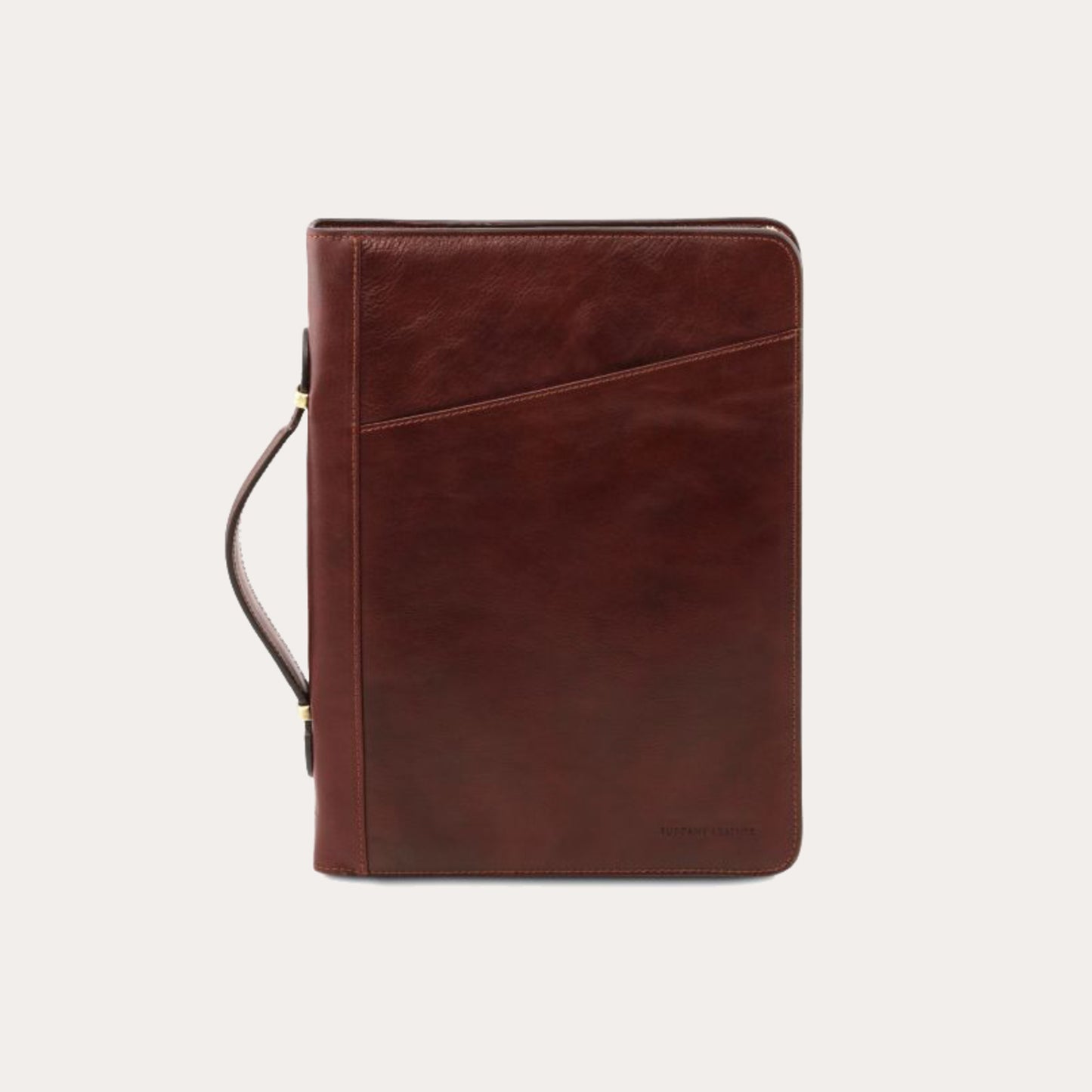 Tuscany Leather Brown Leather Zipped A4 Folio with Handle