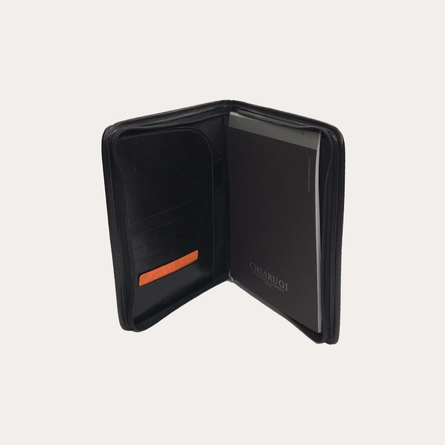 Chiarugi Black Leather A5 Zipped Folio