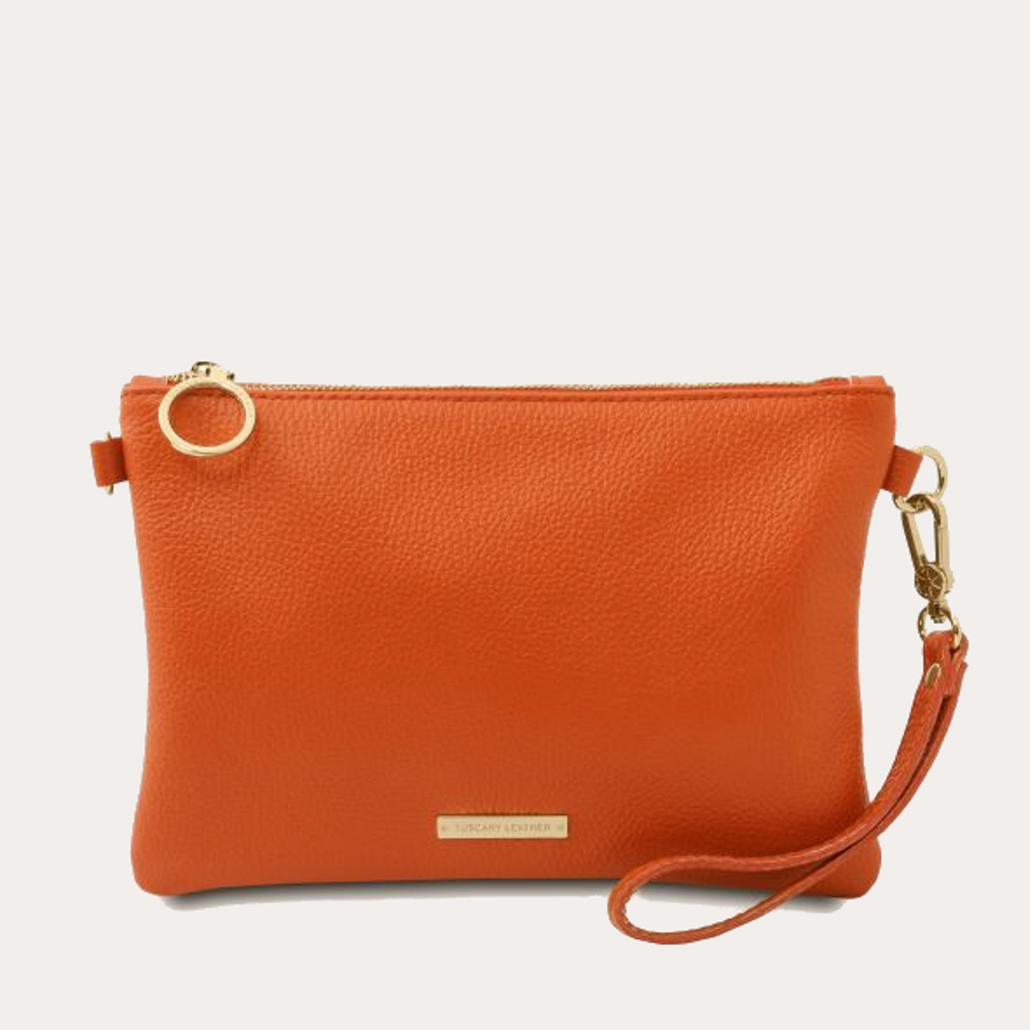 Tuscany Leather Soft Orange Leather Clutch/Crossbody Bag