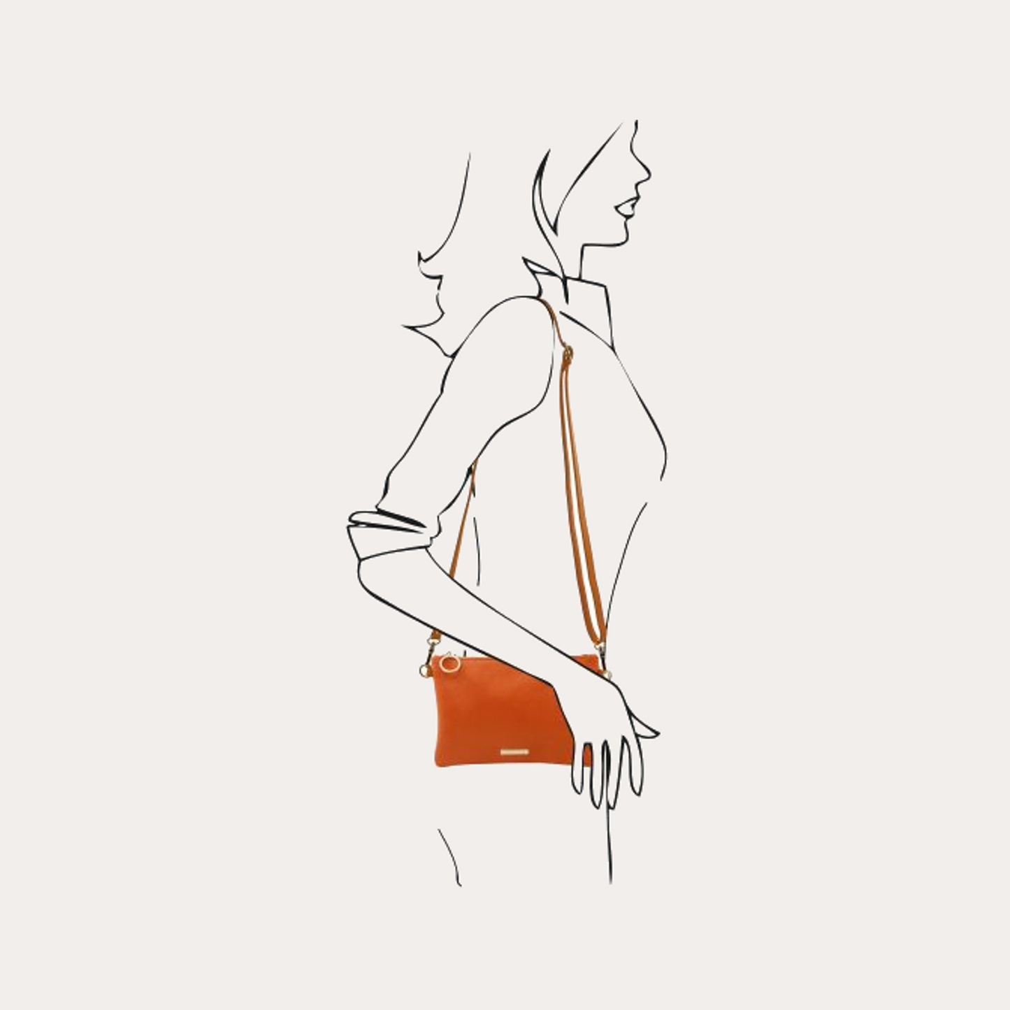 Tuscany Leather Soft Orange Leather Clutch/Crossbody Bag