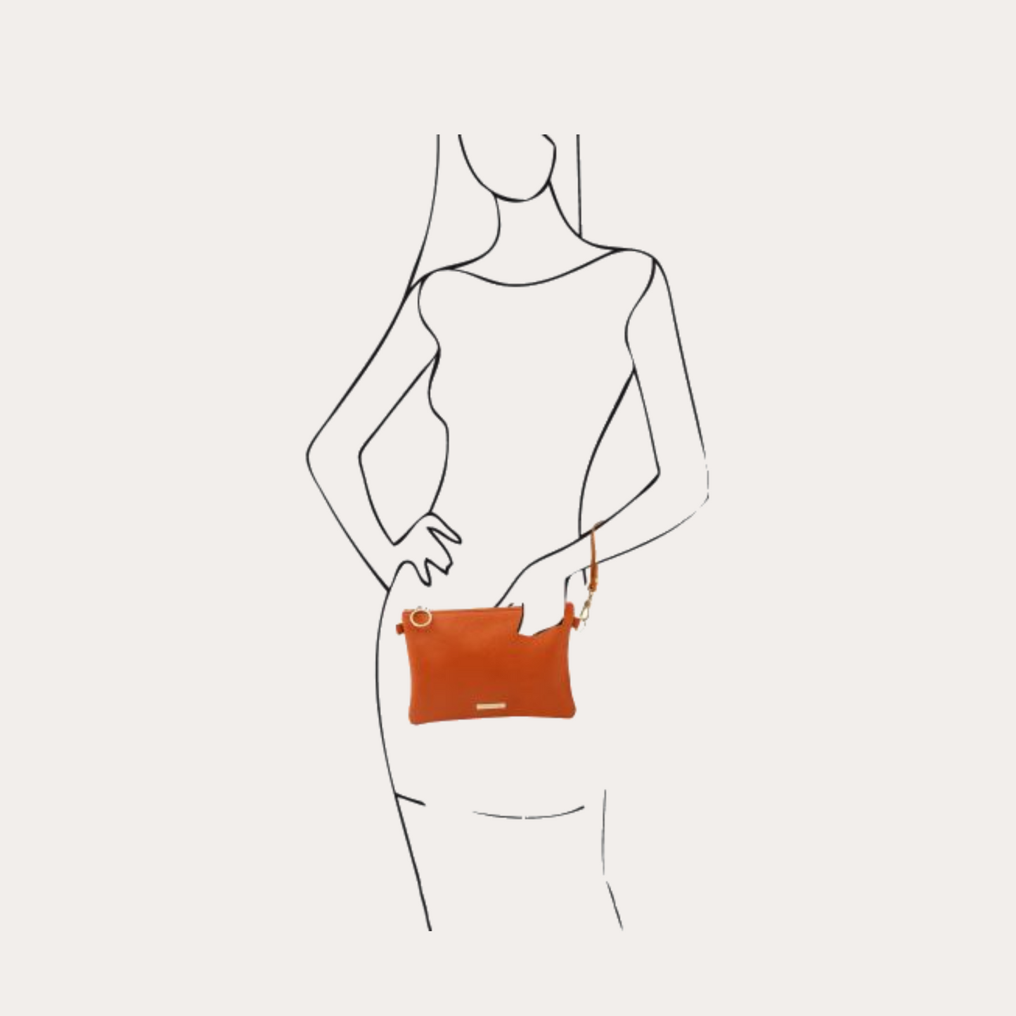 Tuscany Leather Soft Orange Leather Clutch/Crossbody Bag