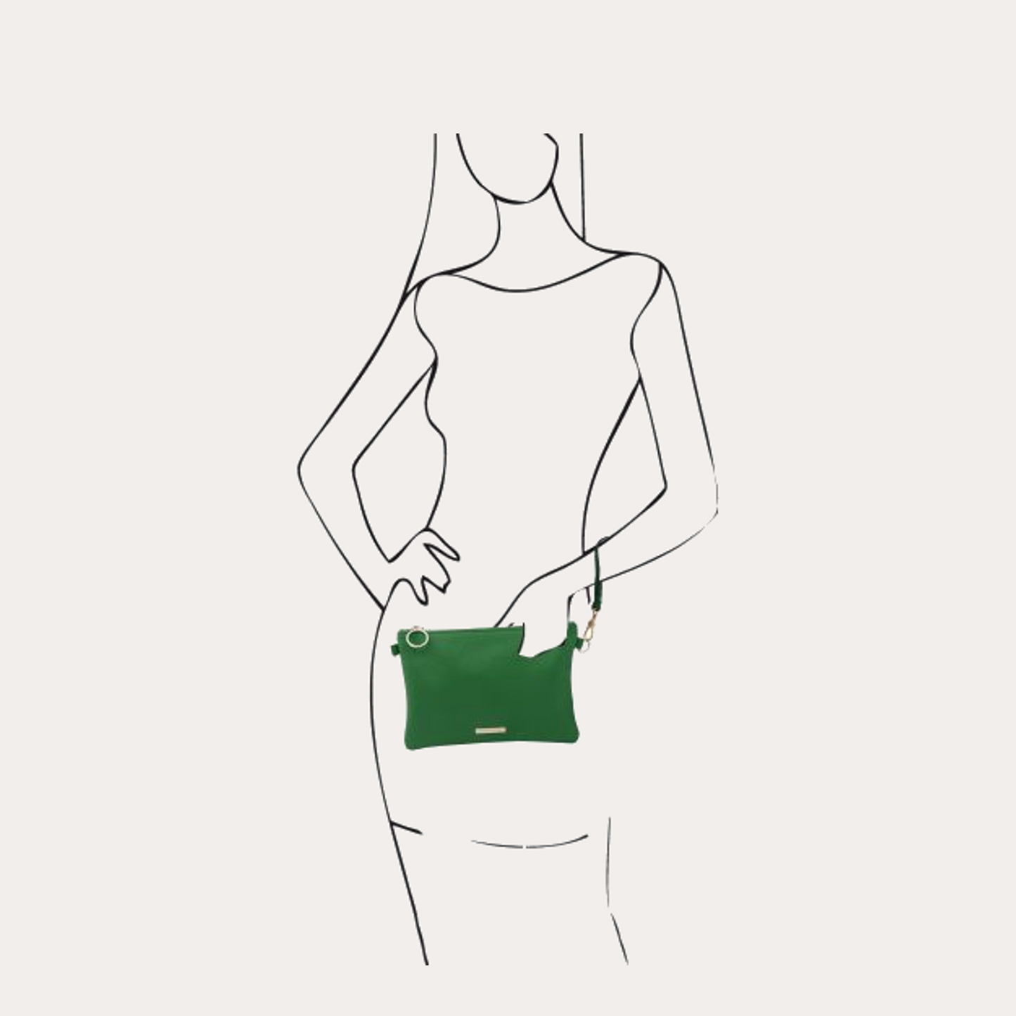Tuscany Leather Soft Green Leather Clutch/Crossbody Bag