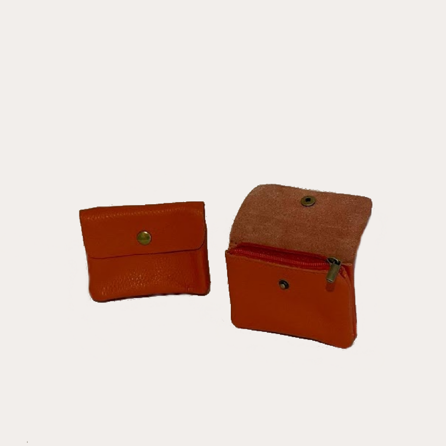 Orange Leather Coin Purse