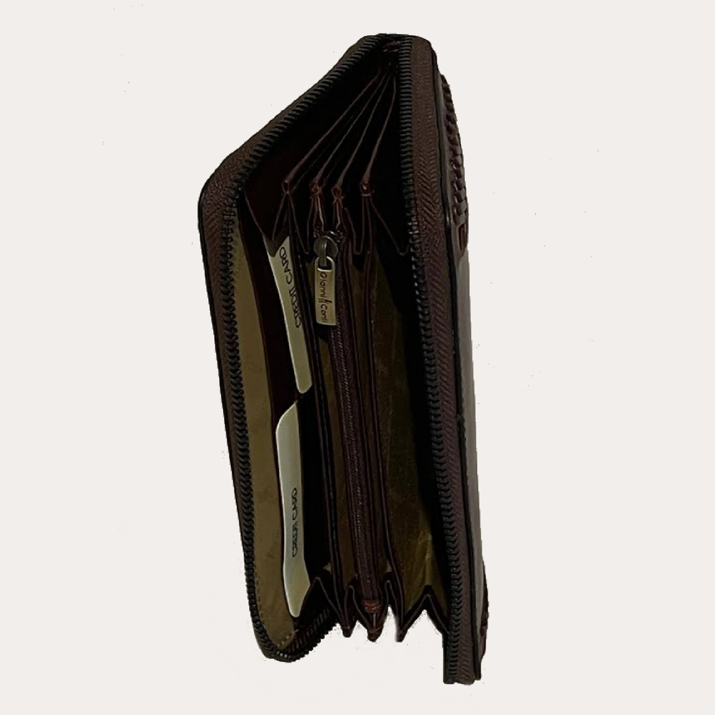 Gianni Conti Brown Leather Zip Around Purse