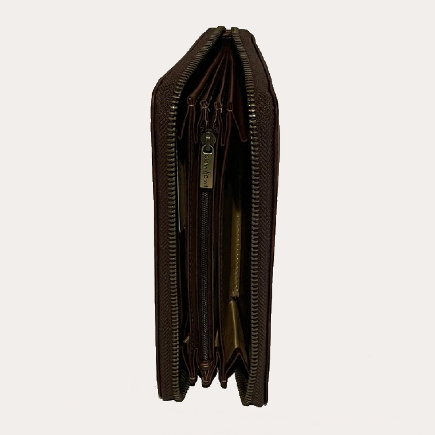 Gianni Conti Dark Brown Leather Zip Around Purse