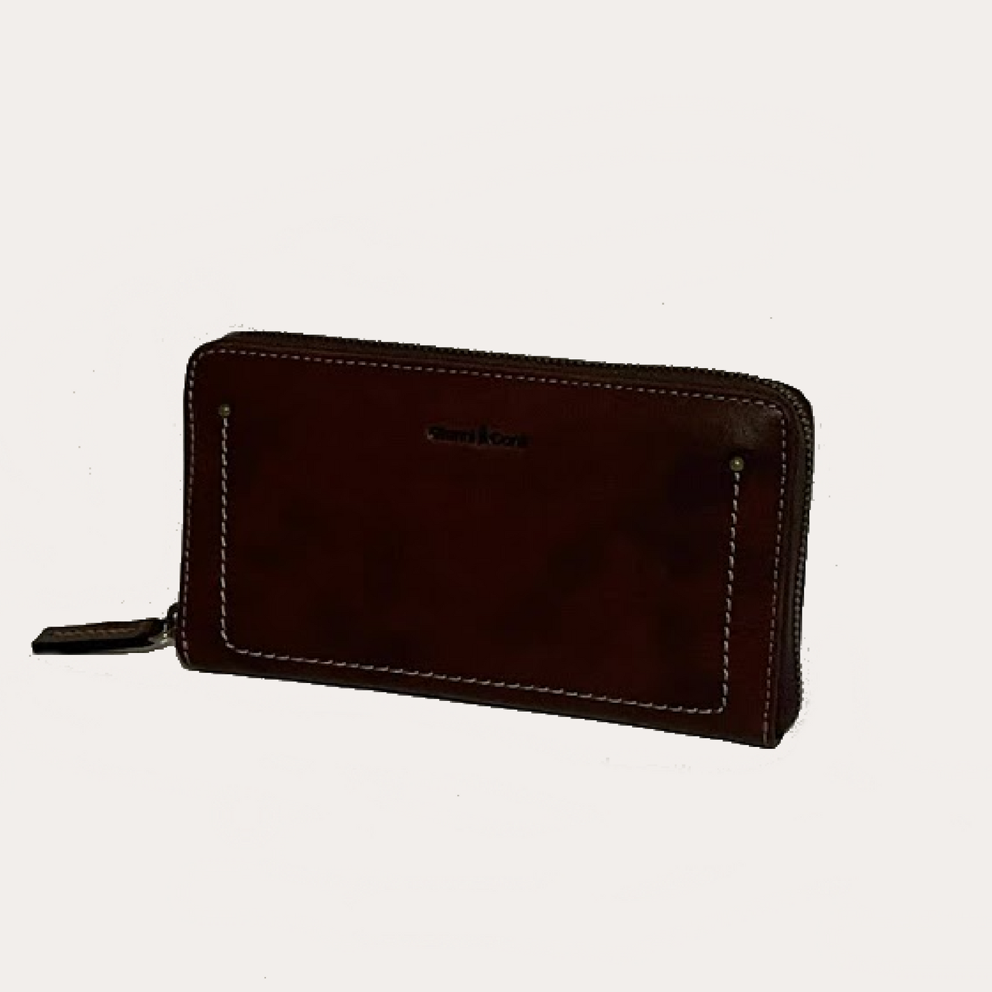 Gianni Conti Dark Brown Leather Zip Around Purse