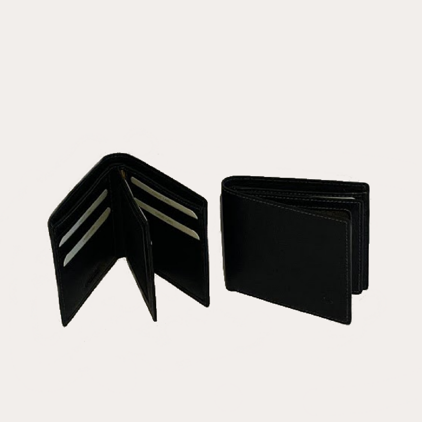 Black Leather Wallet-12 Credit Card Sections