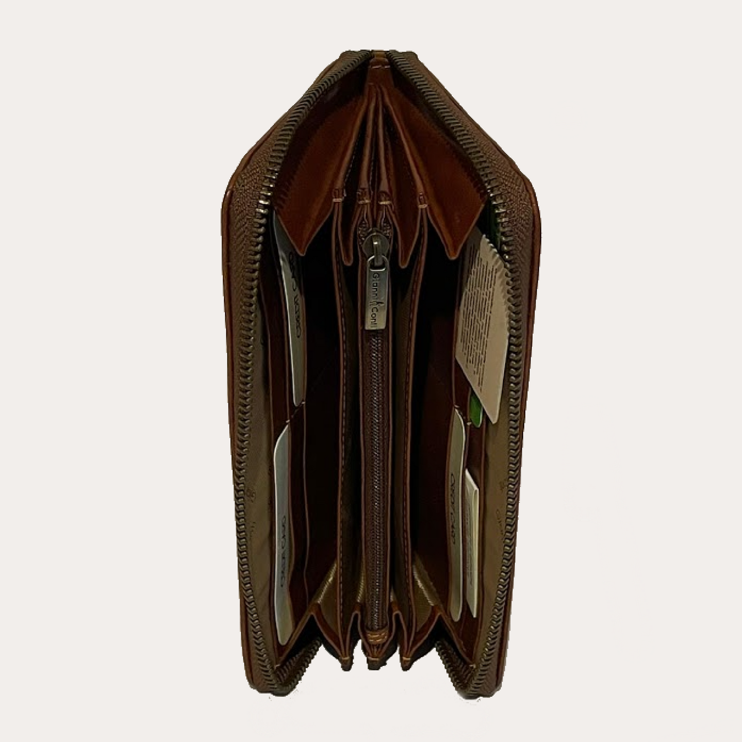 Gianni Conti Tan Leather Zip Around Purse