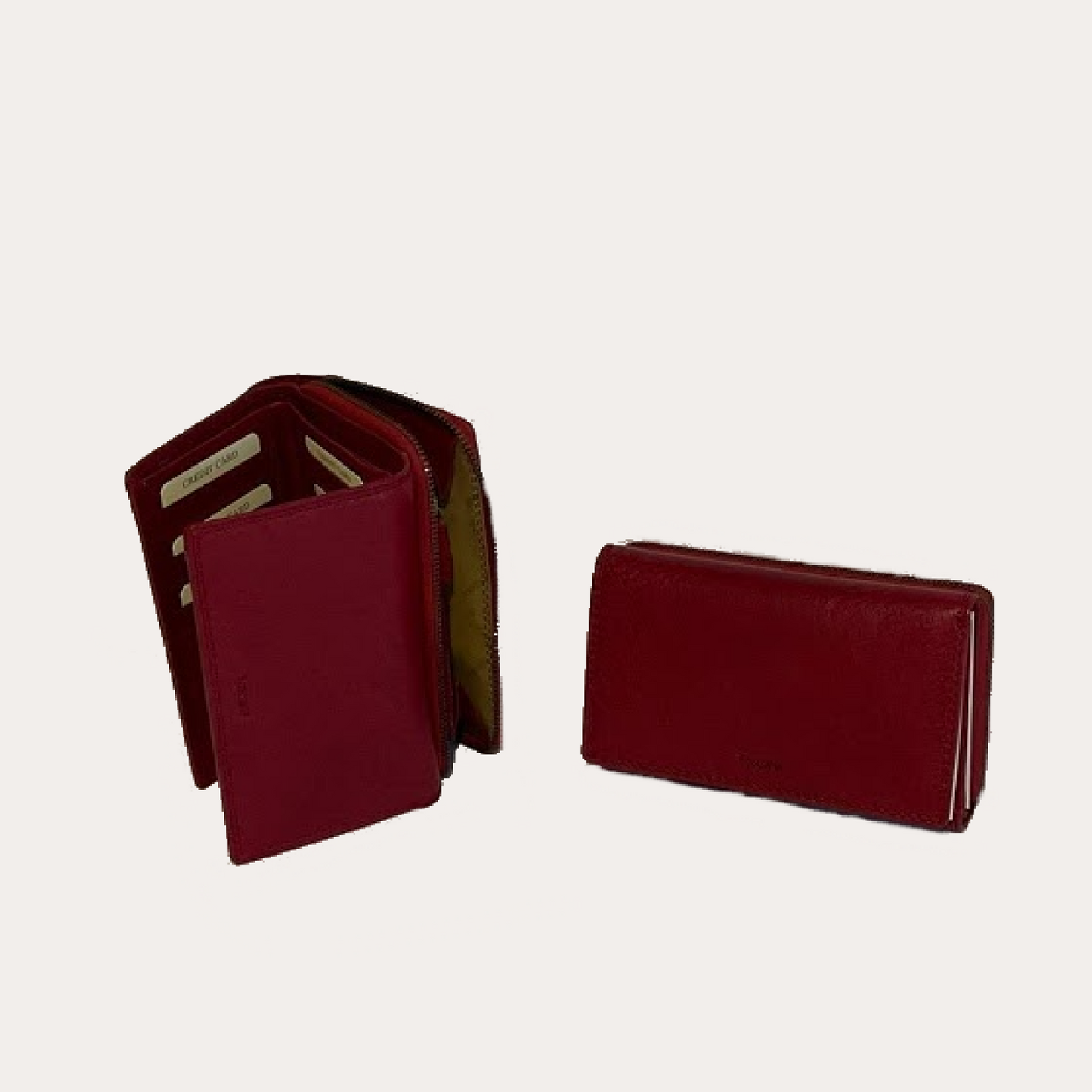 Red Trifold Leather Purse