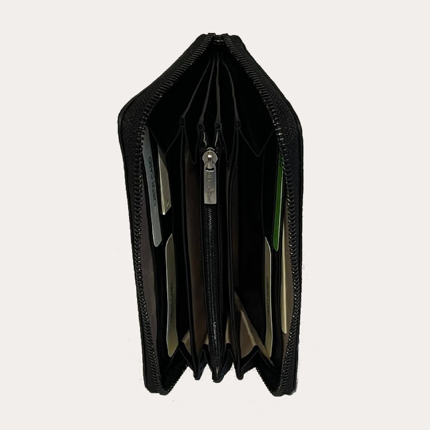 Gianni Conti Black Printed Leather Zip Around Purse