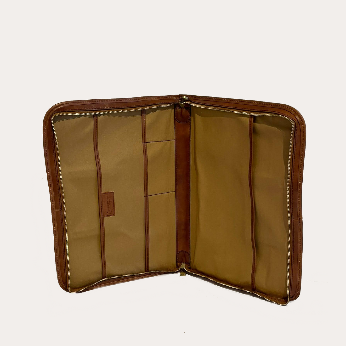 Brown Leather Portfolio with Push Handle