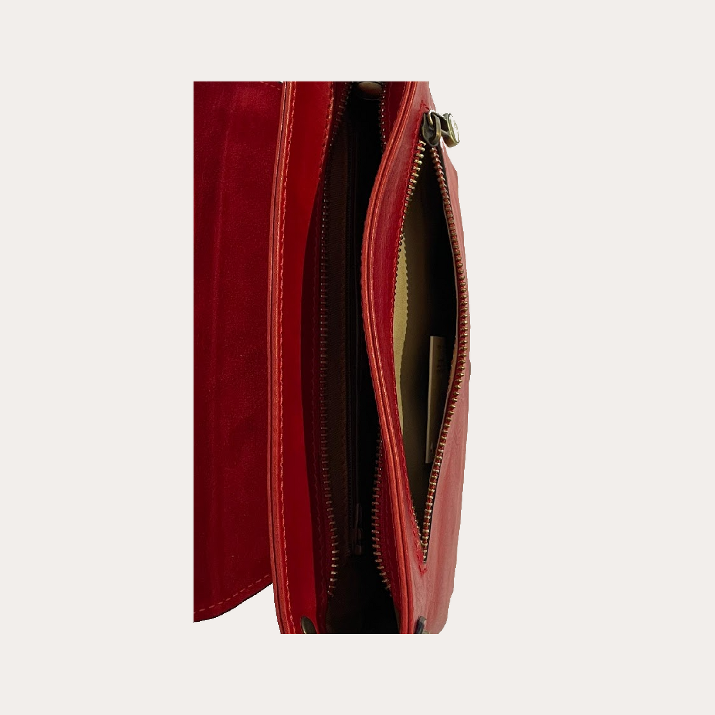 Red Leather Bag with Flap