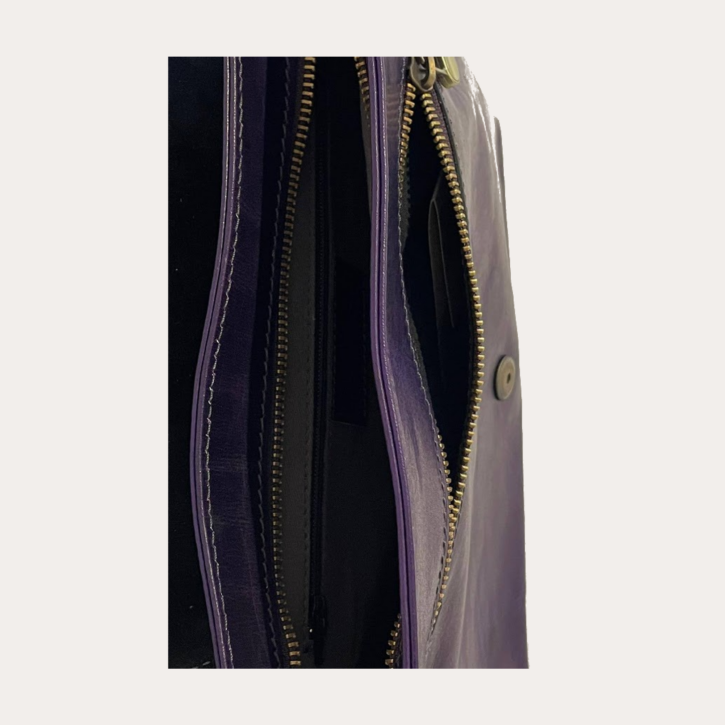 Purple Leather Bag with Flap