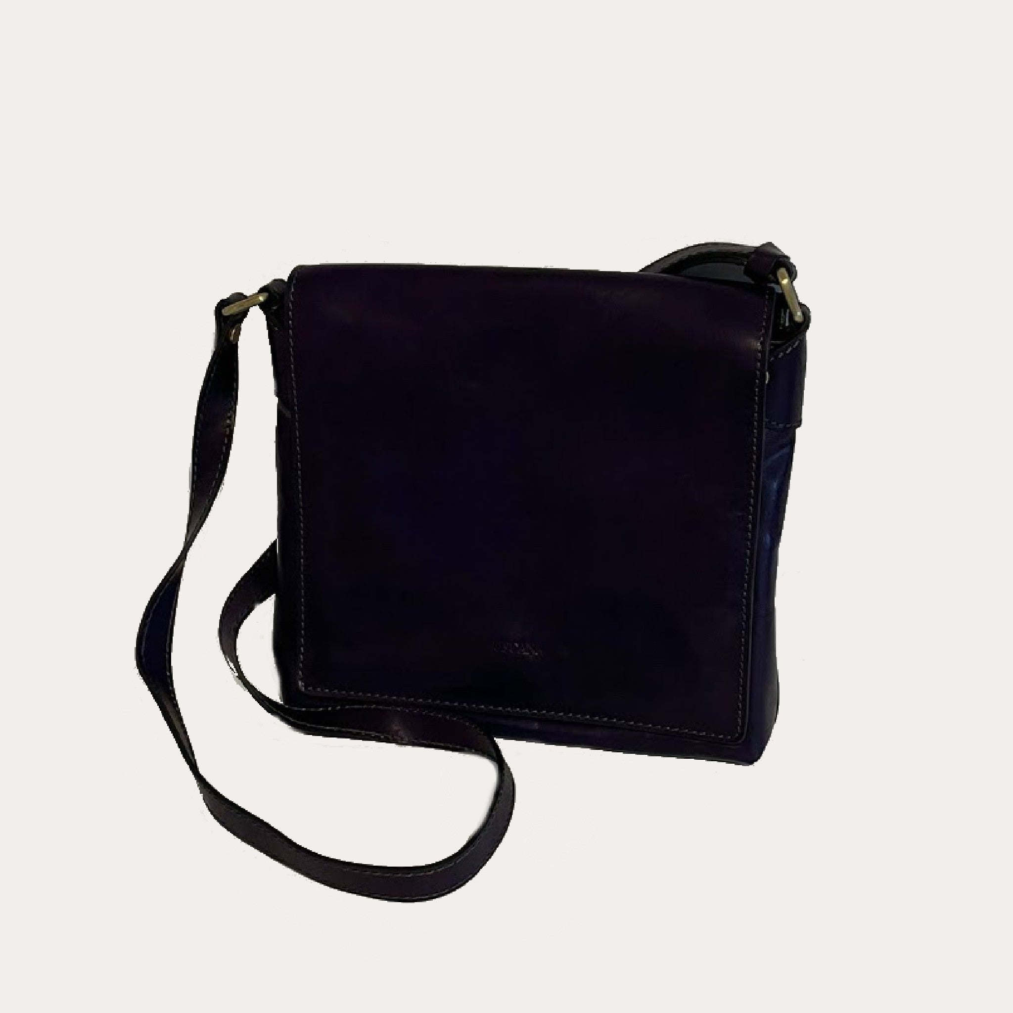 Purple Leather Bag with Flap