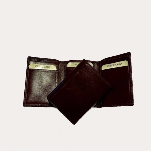 Maroon Leather Trifold Wallet-7 Credit Card Sections
