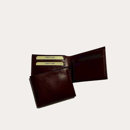 Maroon Leather Wallet-4 Credit Card Sections