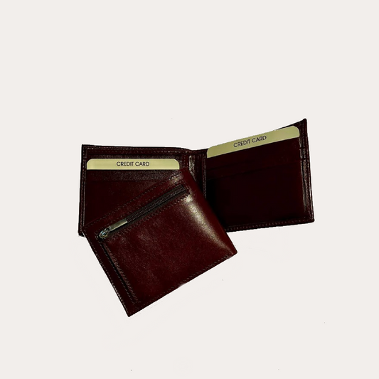 Maroon Leather Wallet-6 Credit Card Sections