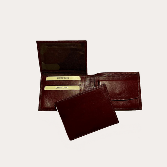 Maroon Leather Wallet-6 Credit Card/Coin Section
