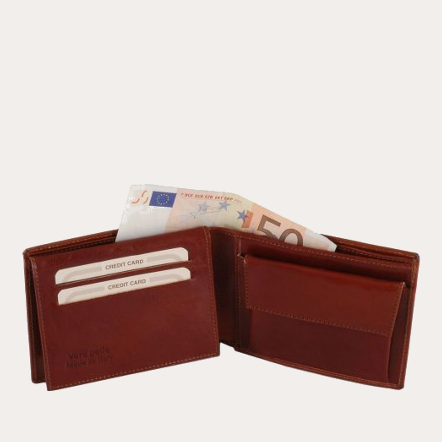Tuscany Leather Brown 2 Fold Leather Wallet with Coin Pocket