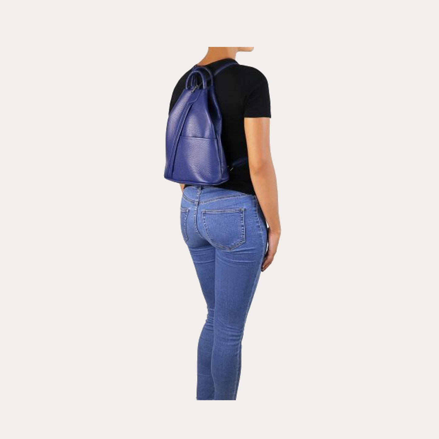Tuscany Leather Lipstick Red Hammered Leather Backpack