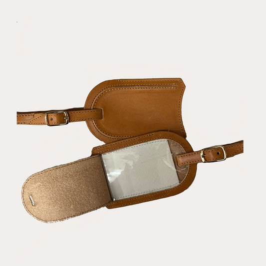 Cognac Leather Luggage Tag