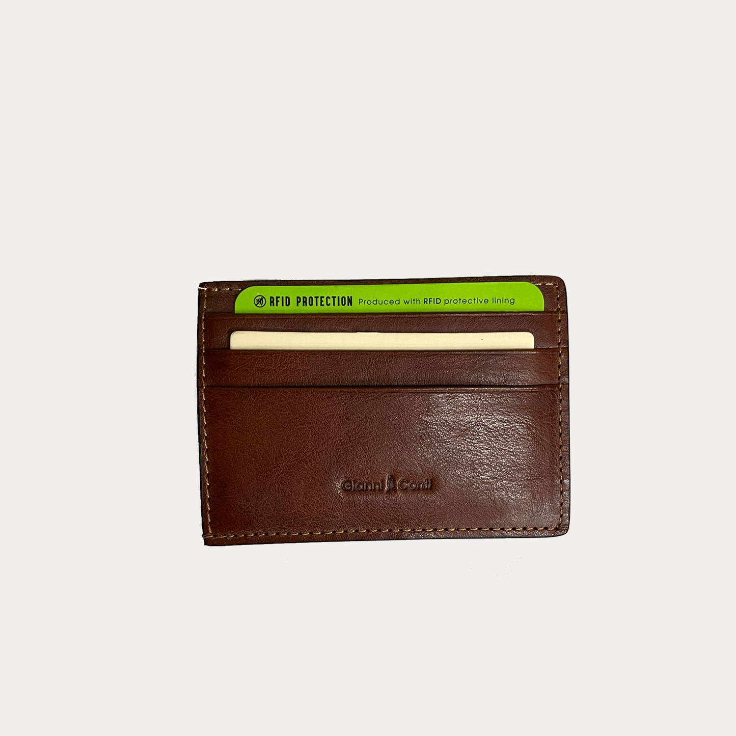 Tan Leather Money Clip with Credit Card Holder