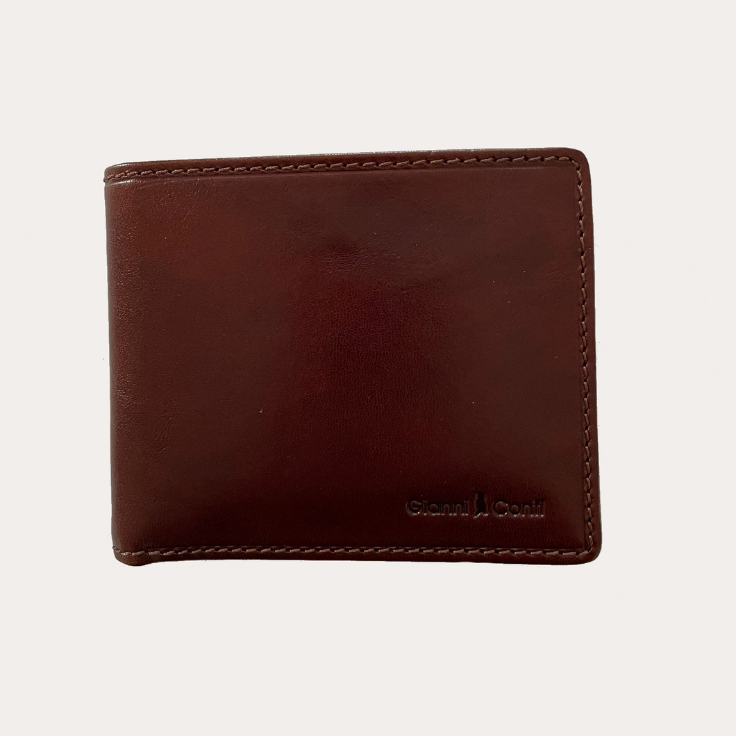 Gianni Conti Brown Leather Wallet-4 credit card sections