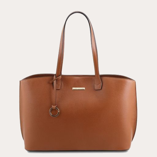 Tuscany Leather Cognac Leather Shopping Bag