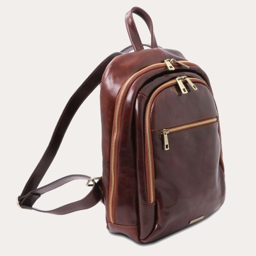 Tuscany Leather Brown Leather 2 Compartments Backpack